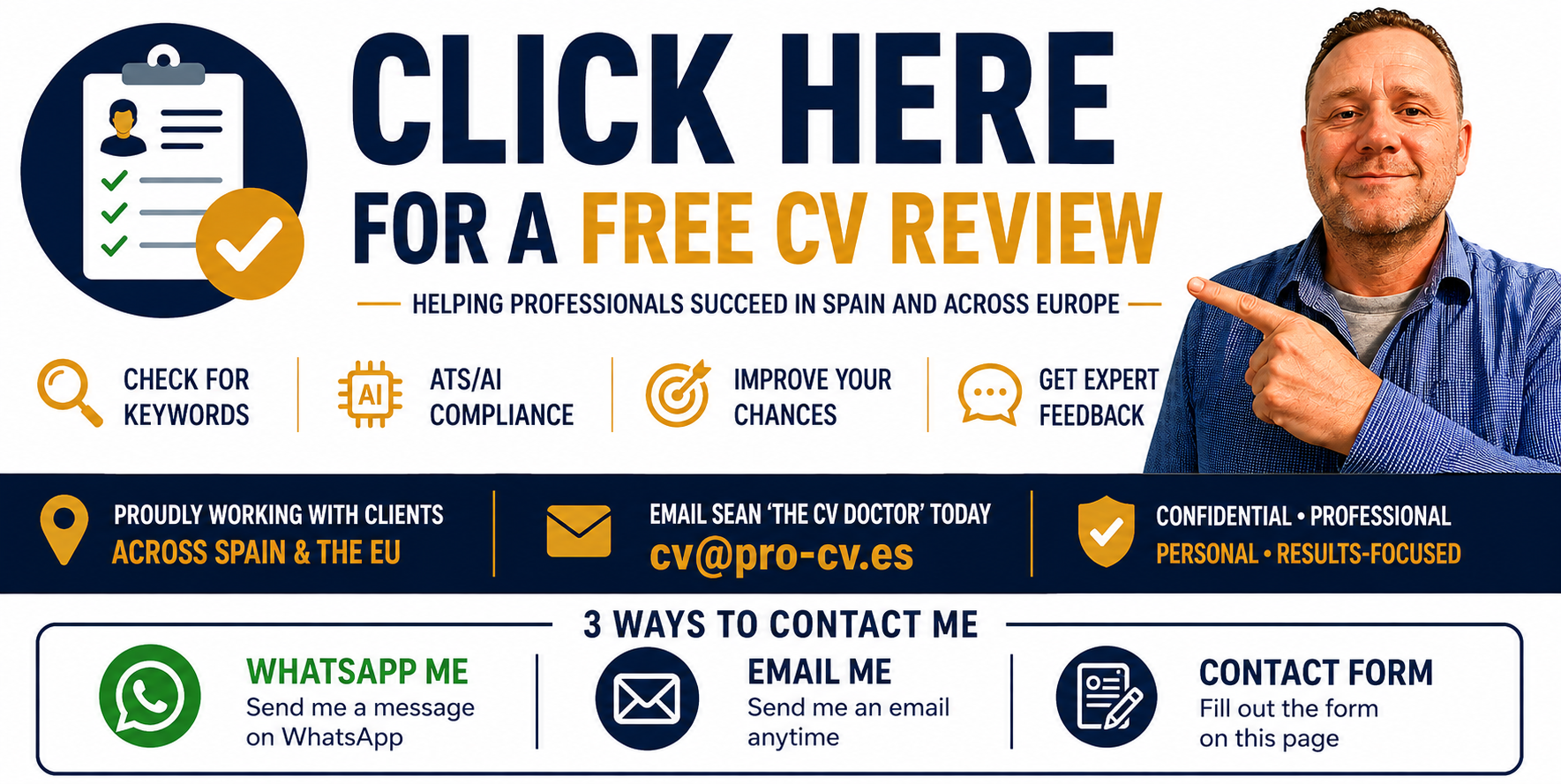 Click here for a free professional CV review in Spain and across Europe